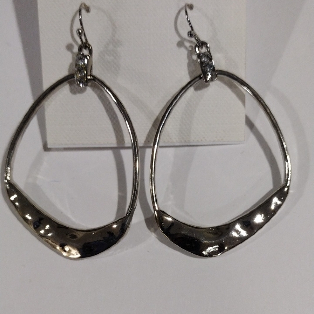 Robert Rose Silver tone Hoop Crystal Drop Earrings - Women's Fashion Jewelry - Picture 4 of 10